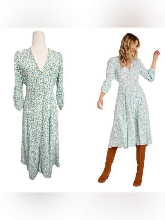 Faithfull the Brand Dresses & Skirts - Faithfull The Brand Maud Midi Dress Tilde Floral Print Blue White Rayon Size 6 M